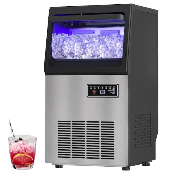 13.5 in. 80 lbs. Commercial Chewable Nugget Freestanding Ice Maker in Stainless Steel with 15 lbs. Storage