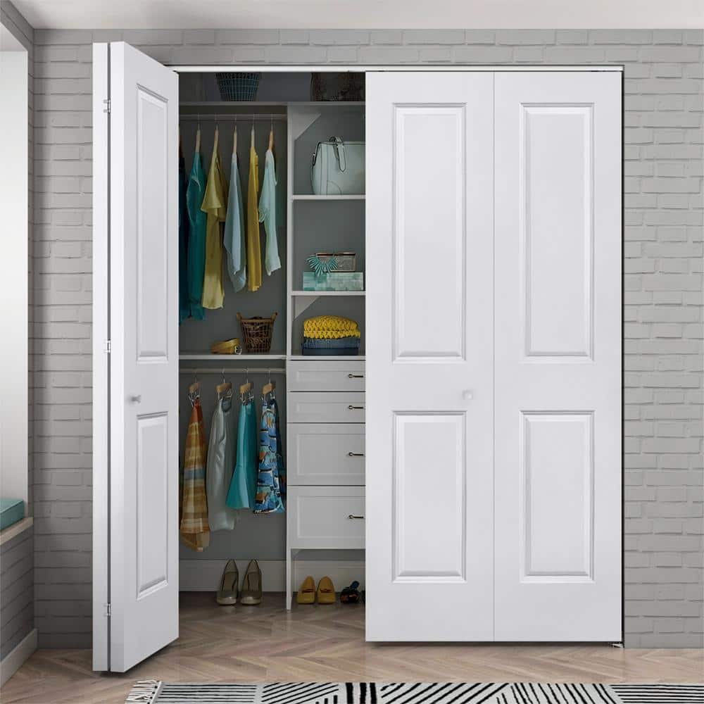 White Painted MDF Composite Double Bi-Fold Door with Hardware Kit