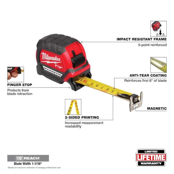 Reviews for Milwaukee 25 ft. x 1-5/16 in. Wide Blade Magnetic Tape Measure  with 17 ft. Reach