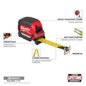 5 m/16 ft. x 1-1/16 in. Compact Magnetic Tape Measure with 15 ft. Reach