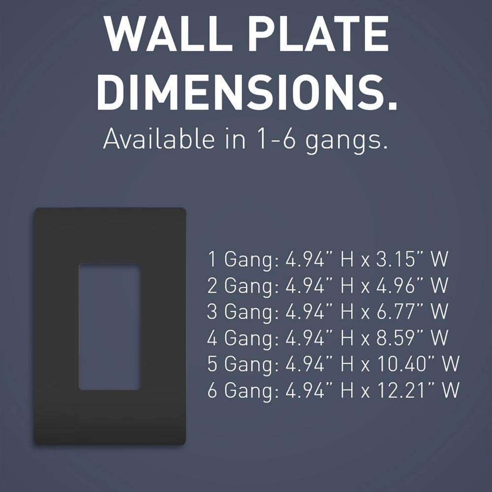 Black 2-Gang Screwless Polycarbonate Wall Plate