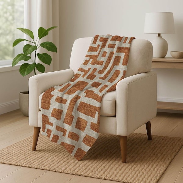 Premium Machine Washable ASB903 Terracotta 50 in. x 70 in. Sherpa Throw Blanket