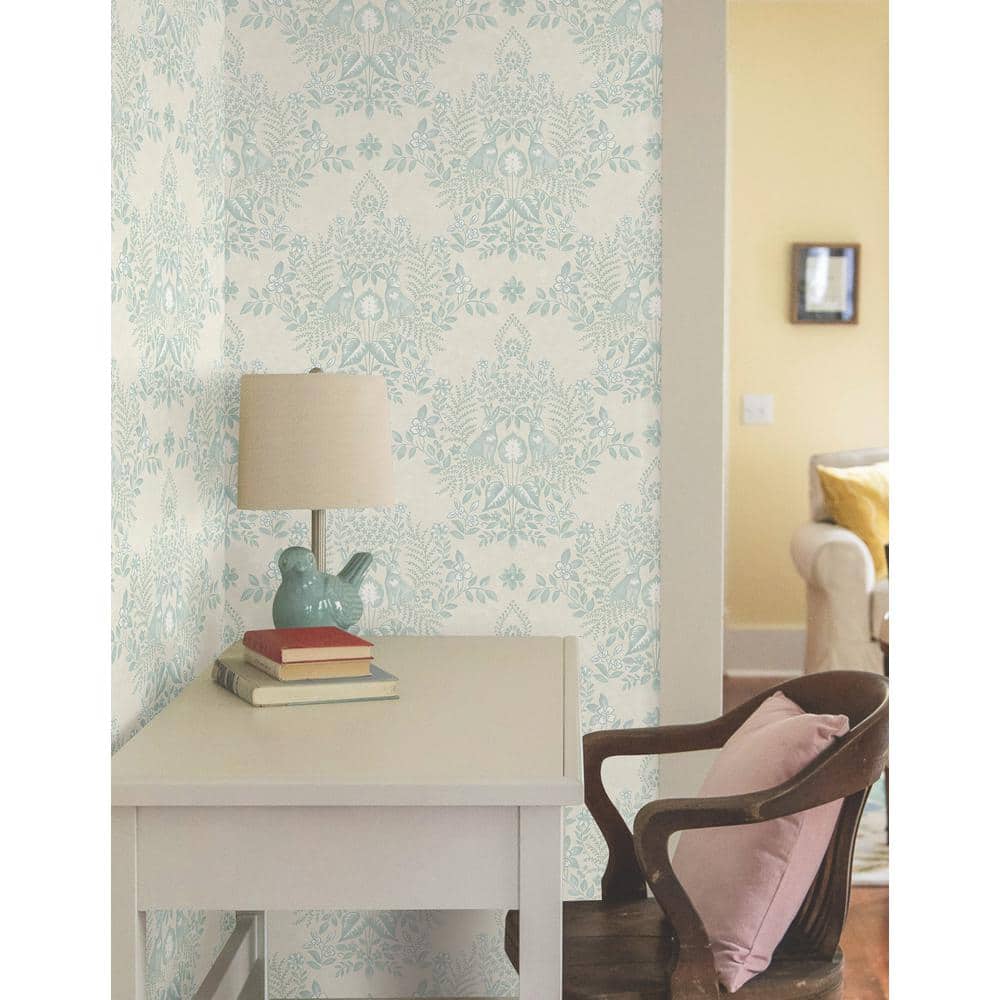 Vintage Duck Egg Damask Peel and Stick Wallpaper