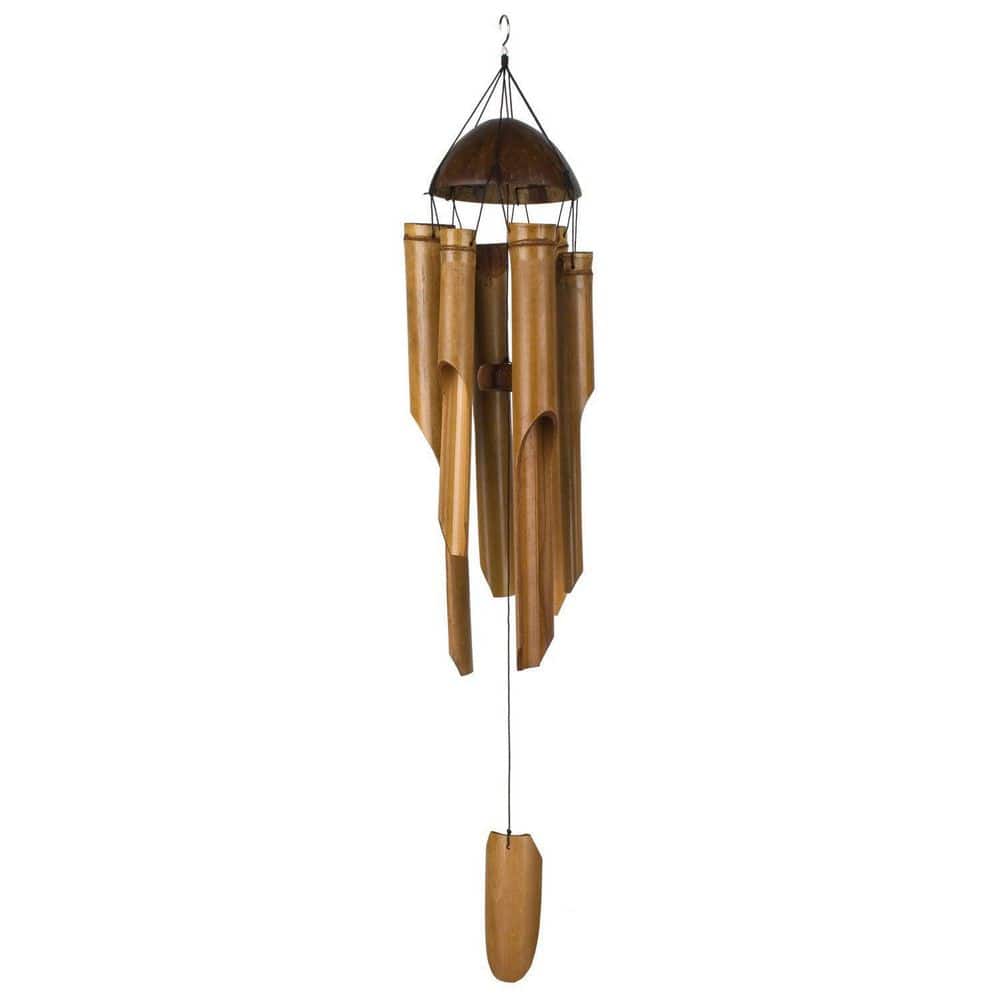 Handcrafted Brown Bamboo and Coconut 36" Wind Chime