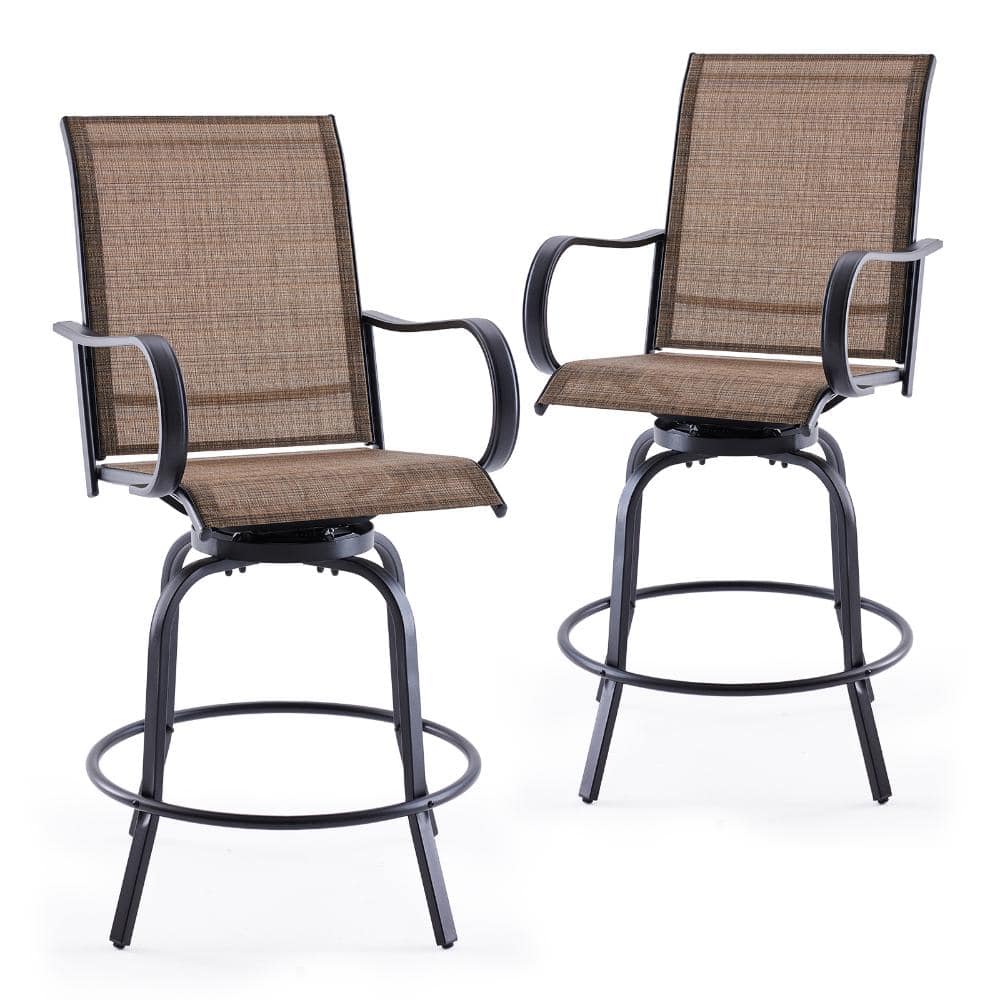 Brown Outdoor Bar Stools, Swivel Patio Barstools with Textilene Fabric (Set of 2) price history on PriceWatchPro