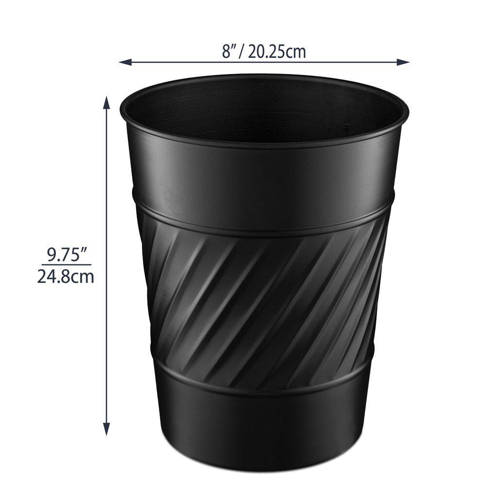 Embossed Black Metal Round Waste Basket