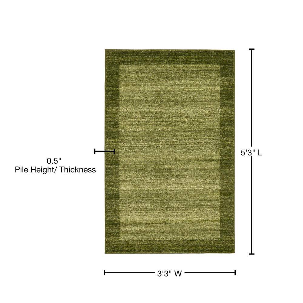 Easy-Care Tufted Synthetic Rug in Light Green, Stain-Resistant, 3'3" x 5'3"