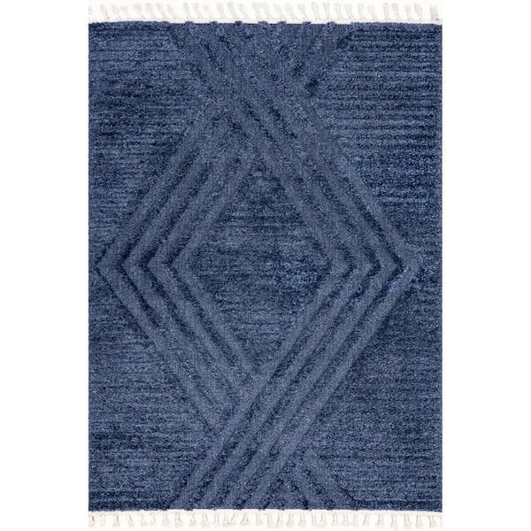nuLOOM Risette Geometric Shag Tassel Blue 7 ft. 10 in. x 10 ft. Area Rug