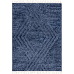 Risette Blue 4 ft. x 6 ft.  Solid Shag Area Rug