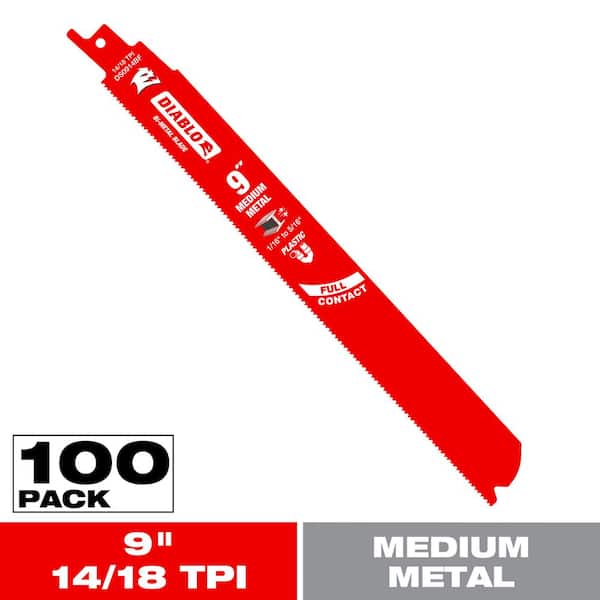 9 in. 14/18 TPI Steel Demon Bi-Metal Reciprocating Saw Blades for Medium Metal Cutting (100-Pack)
