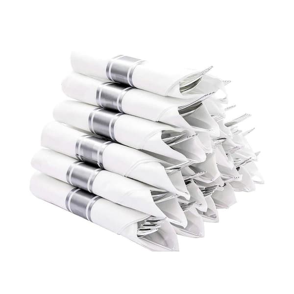 Silver Gray Disposable Plastic Cutlery Set Disposable Tableware 75 Pieces Per Case for Wedding Party Elegant Events