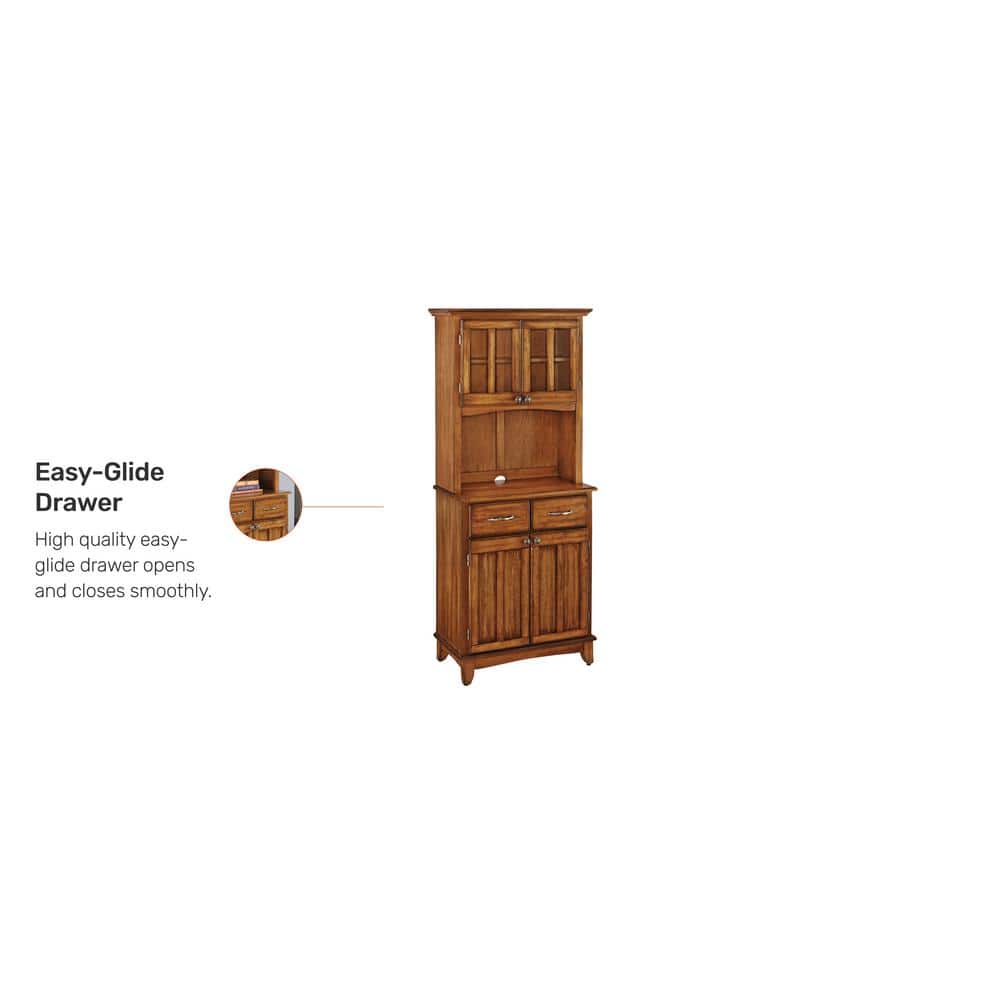 Cottage Oak Lighted China Cabinet with Glass Doors