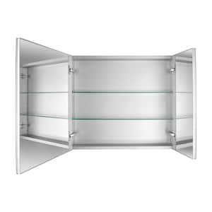 48 in. W x 32 in. H Rectangular Aluminum Medicine Cabinet with Mirror Recessed/Surface Mount Left Dimmable