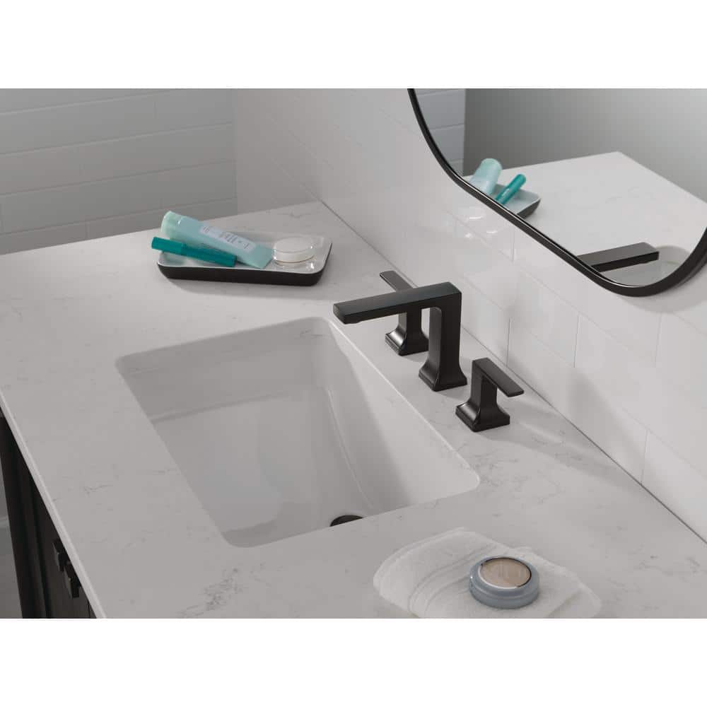 Matte Black Modern Widespread Bathroom Faucet with Drain Assembly