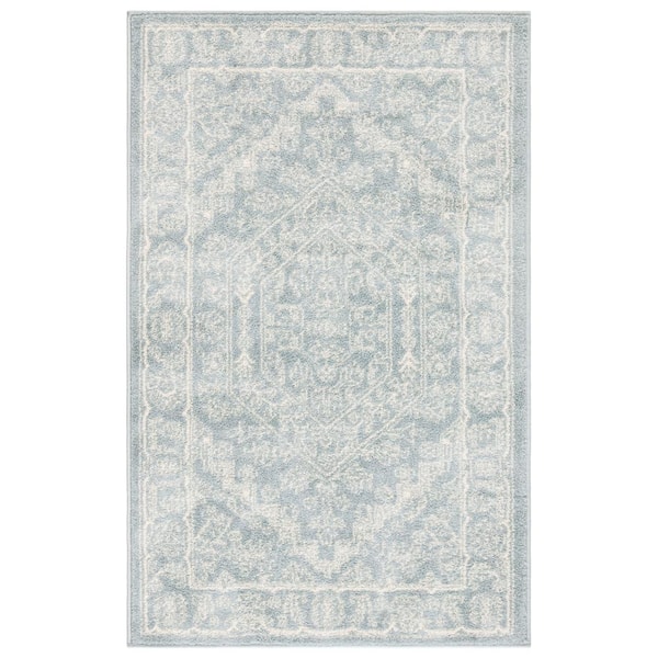 SAFAVIEH Adirondack Slate/Ivory Doormat 3 ft. x 5 ft. Border Medallion Area Rug