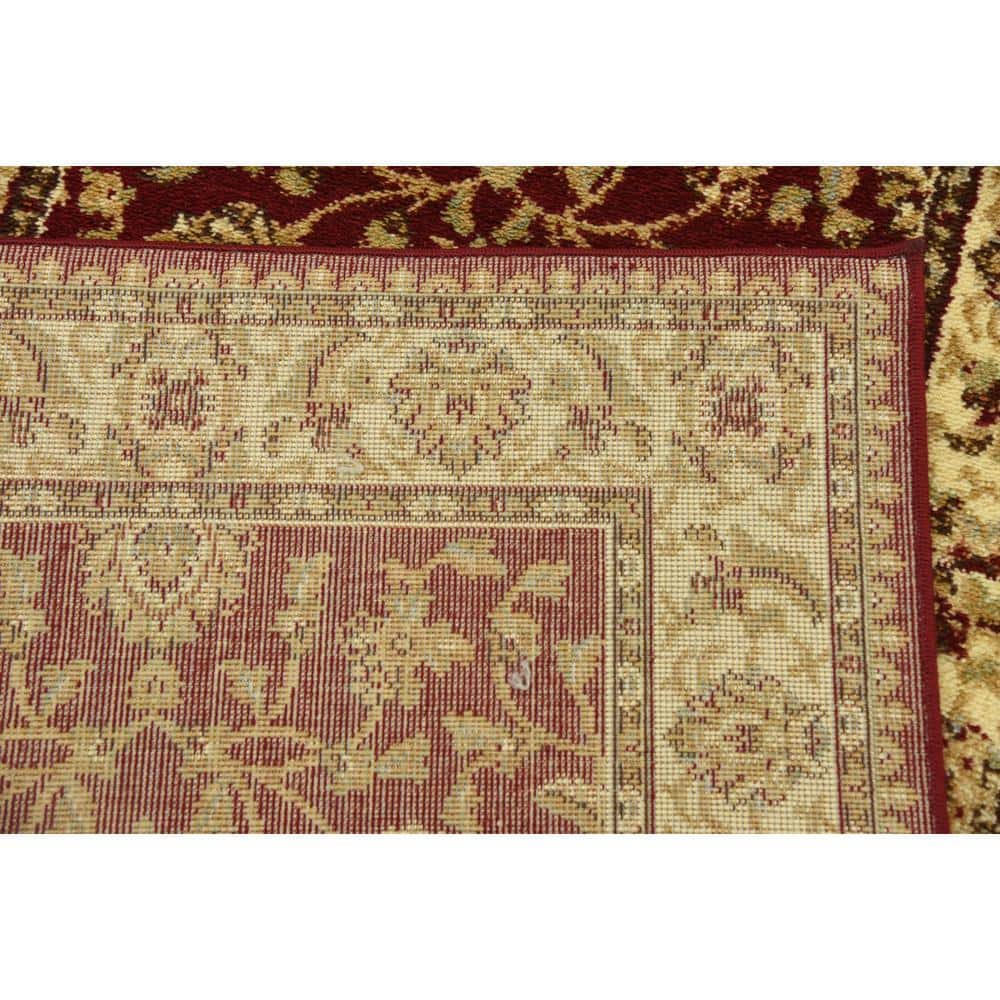 Red and Gold Synthetic Oriental Runner Rug
