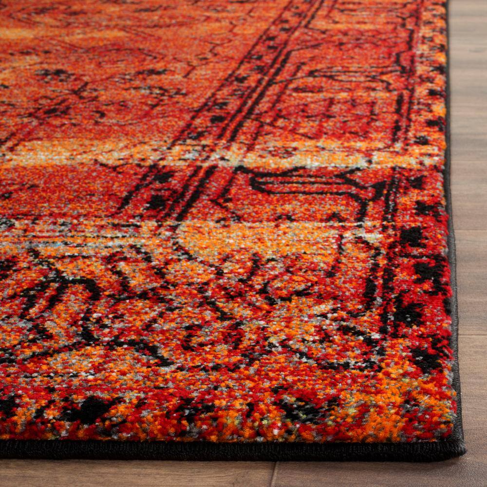 Vintage Hamadan Orange High Pile Rectangular Area Rug