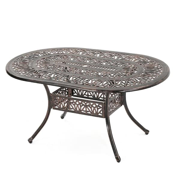 Tucson Copper Oval Aluminum Outdoor Patio Dining Table