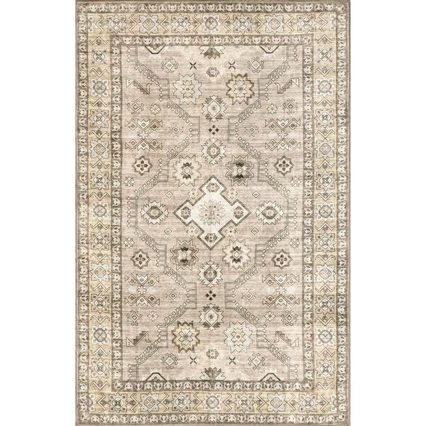 nuLOOM Alecia Persian Machine Washable Beige 8 ft. x 10 ft. Area Rug ...