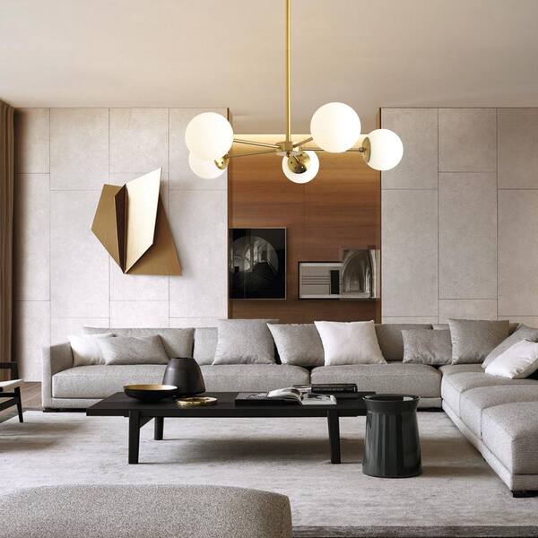 5Light Gold Chandeliers Light Fixture Hanging Dining Room Light