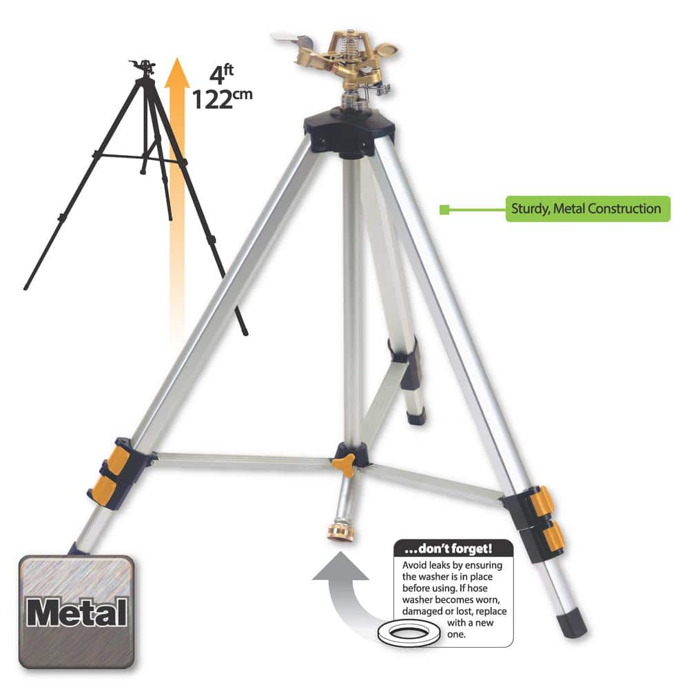 Adjustable Height Metal Tripod Lawn Sprinkler