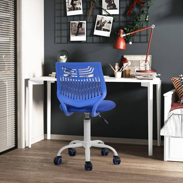 blue plastic office chair