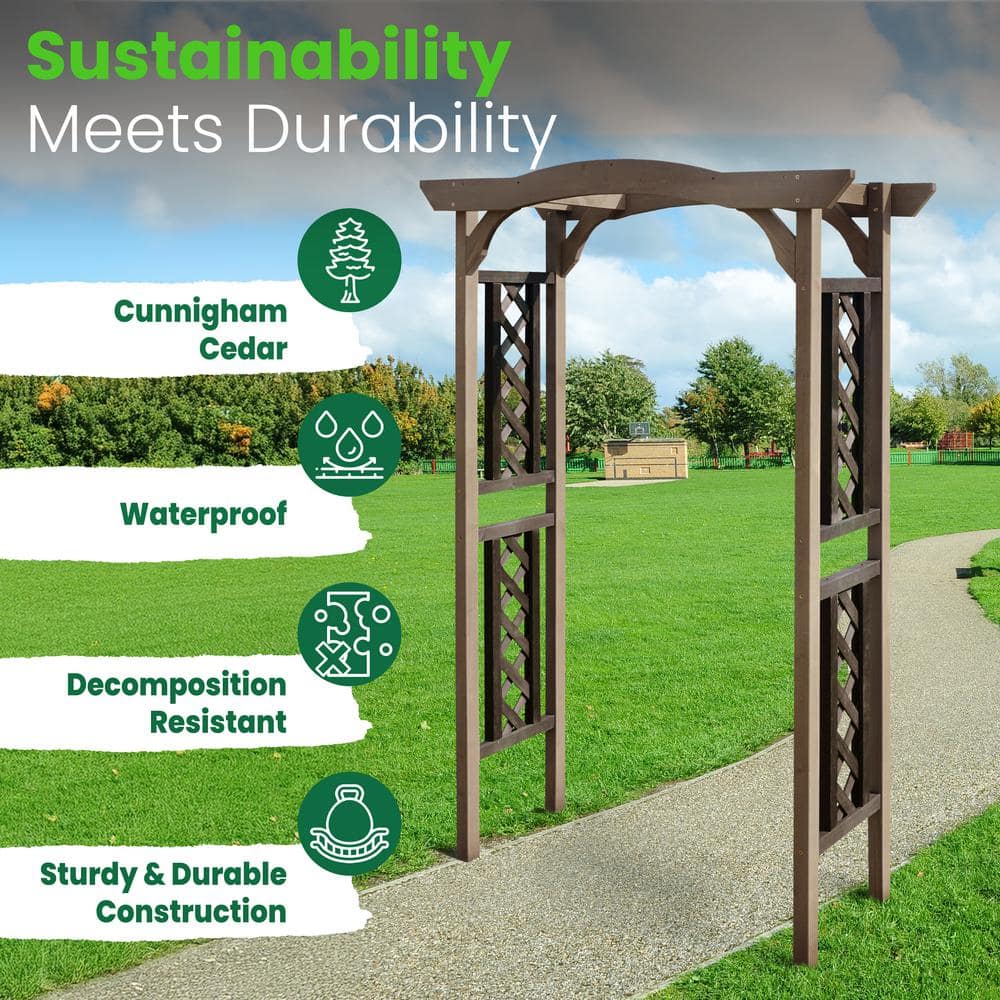 Norfolk Two-Tone Hemlock Wood Garden Arbor with Lattice Sides