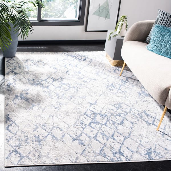 Amelia Light Gray/Blue 4 ft. x 6 ft. Abstract Area Rug