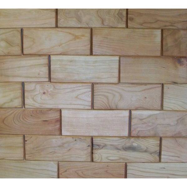 Rustix Woodbrix 3 in. x 8 in. Prefinished Cherry Wooden Wall Tile