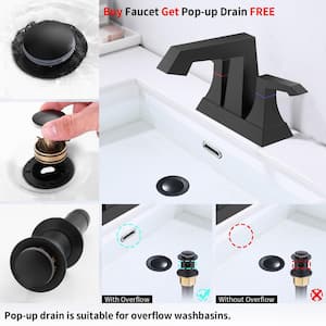 Modern Style 2-Handle Single Hole Bathroom Faucet Heavy-Duty with Drain and Supply Kits in Matte Black