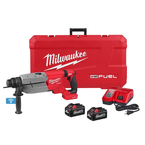 Milwaukee M18 FUEL ONE-KEY 18V Lithium-Ion Brushless Cordless 1-1/4 in. SDS-Plus D-Handle Rotary Hammer Kit with Impact Wrench