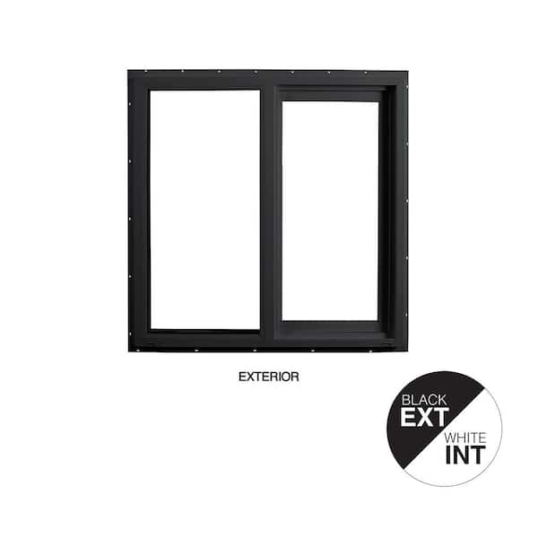 23.5 in. x 23.5 in. Select Series Vinyl Horizontal Sliding Left Hand Black Window with White Int, HP2+ Glass and Screen