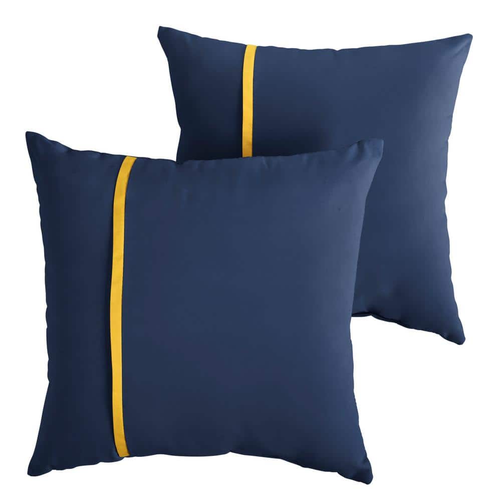 Sunbrella Canvas Navy Outdoor Knife Edge Throw Pillows (2-Pack)