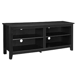 Columbus 58 in. Black MDF TV Stand 60 in. with Adjustable Shelves