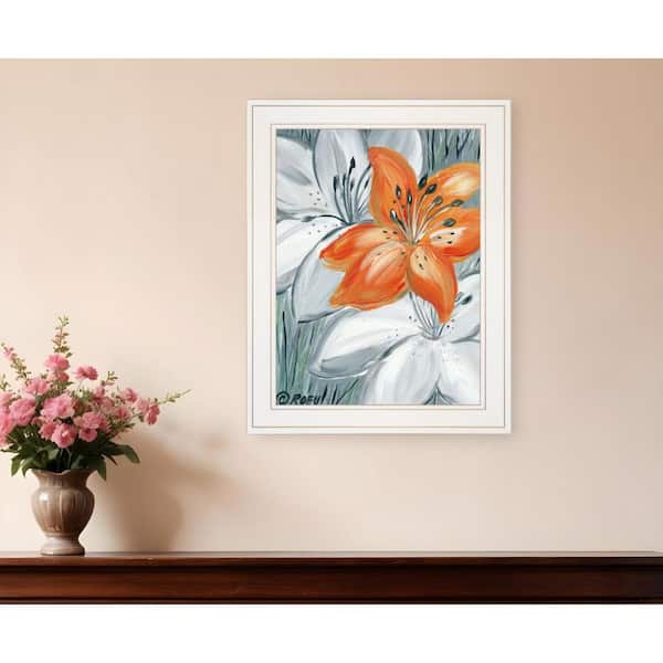 HomeRoots Charlie Tiger Lily in Orange 1-Piece Framed Wall Art 19
