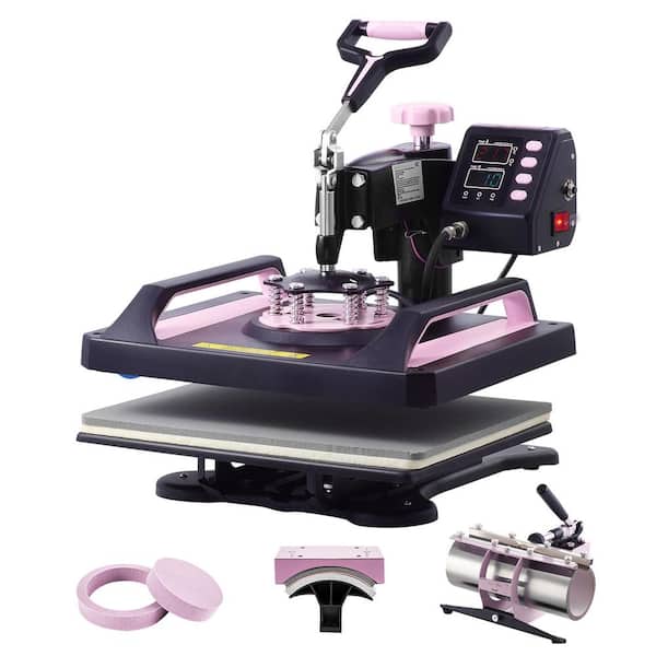 12 x 15 in. 5-in-1 Heat Press Machine with 30 oz. Tumbler Press 360° Swing Away Digital T-Shirt Pressing, Teflon Coating