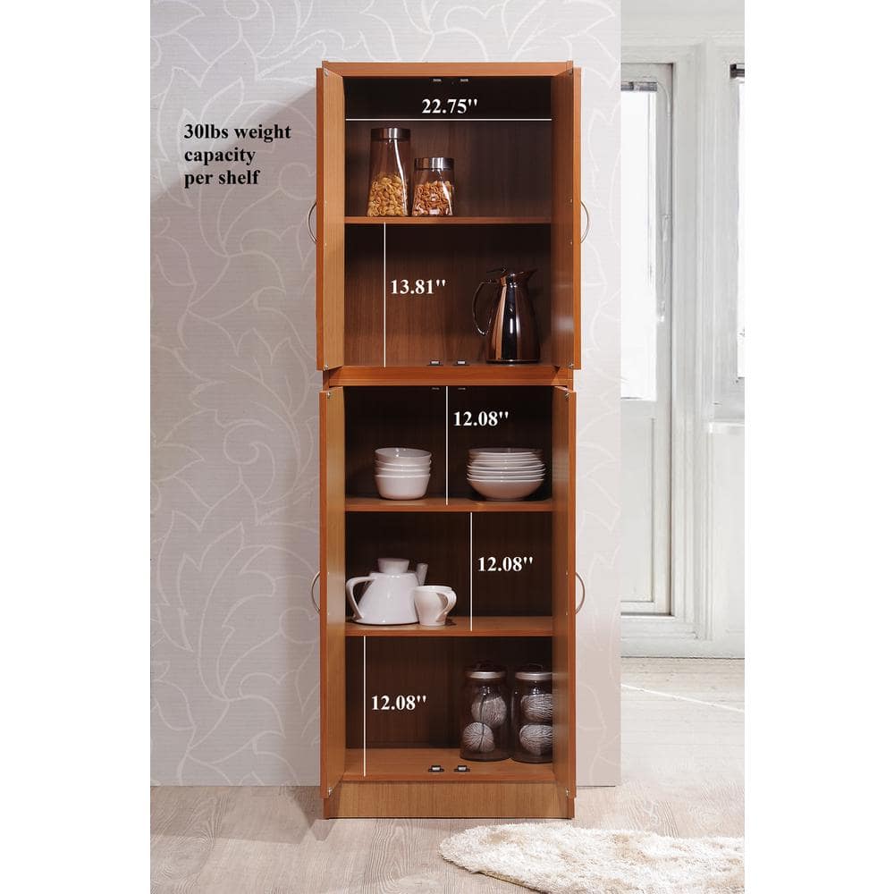 Cherry 72" Freestanding Kitchen Pantry with Adjustable Shelves