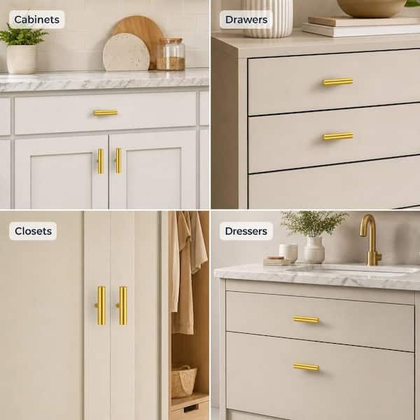 Numhew 30-Pack Gold Cabinet Knobs, Stainless Steel Kitchen Cabinet Handles, 2 in. Single Hole Drawer Pulls