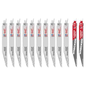 9 in. 7/11 TPI WRECKER Multi-Material Cutting BiMetal Reciprocating Saw Blades W/Carbide Teeth Blades (12-Pack)