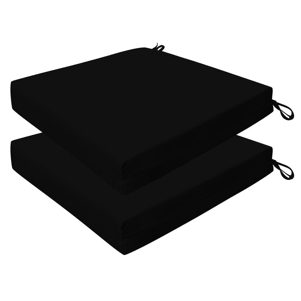 Outdoor 20 in. Square Dining Seat Cushion Sunbrella Canvas Black (Set of 2)