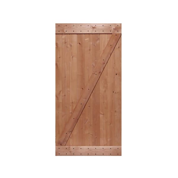 LUBANN 42 in. x 84 in. Ready-to-Assemble Z-Bar Knotty Alder Hardwood Interior Sliding Barn Door Slab with Hardware Kit