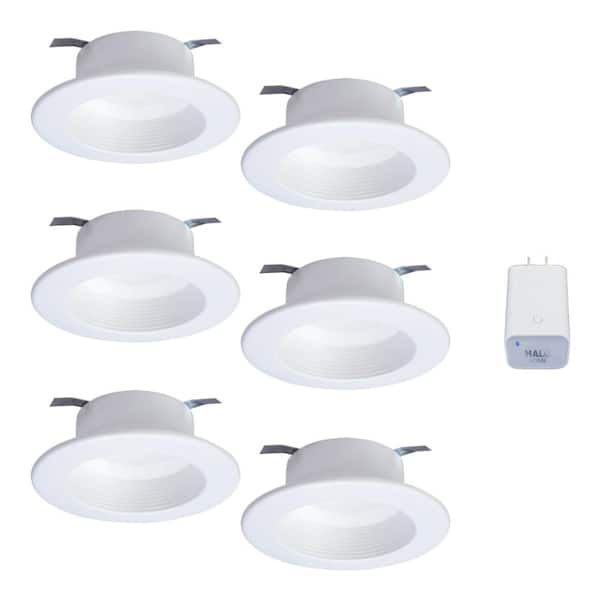 HALO 4in. Tunable CCT Smart Integrated LED Recessed Retrofit Trim (6-Pack) and Bluetooth Internet Access Bridge by HALO Home