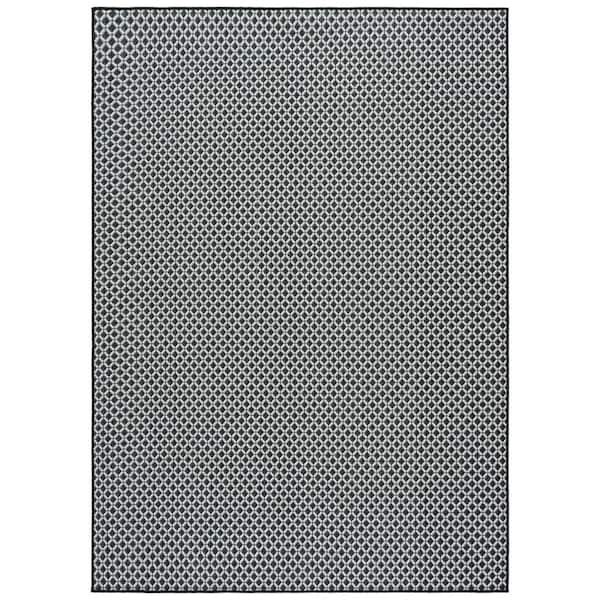 Terrace Black/White 8 ft. x 10 ft. Geometric Diamond Indoor/Outdoor Area Rug