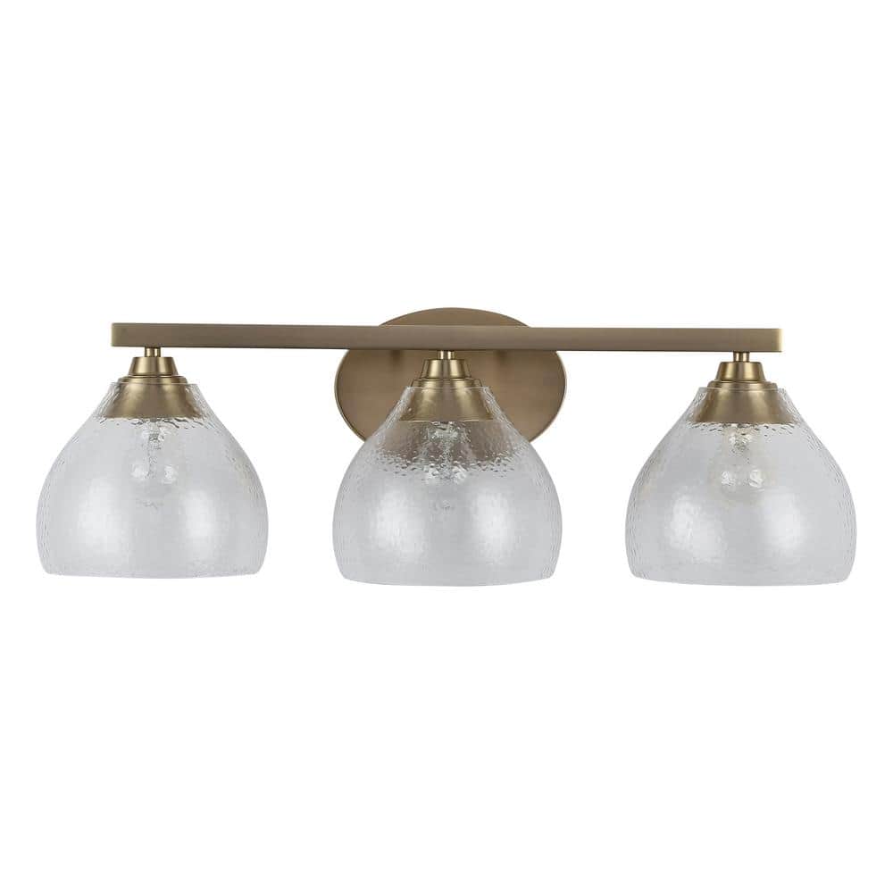 Ariella 8.875 in. 3-Light Brushed Champagne Bronze Vanity Light with Clear Shade