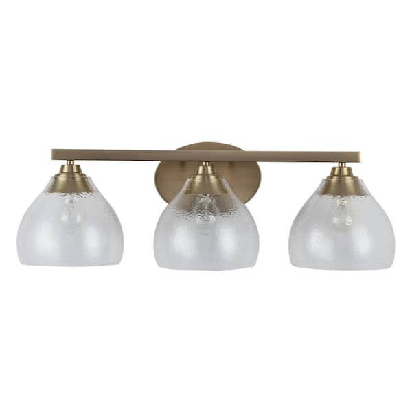 Ariella 8.875 in. 3-Light Brushed Champagne Bronze Vanity Light with Clear Shade