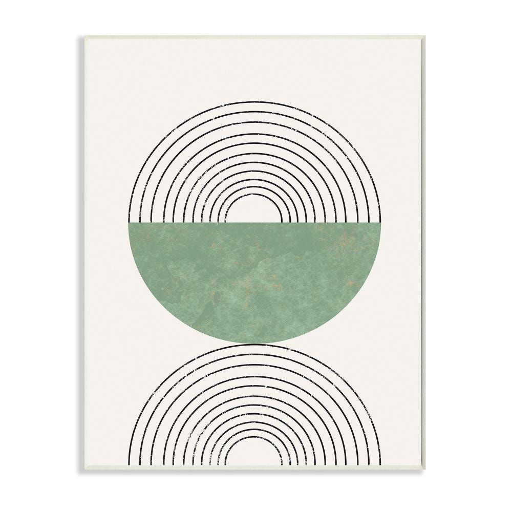 Art Deco Geometric Green and Black Wood Wall Plaque, 10 x 15
