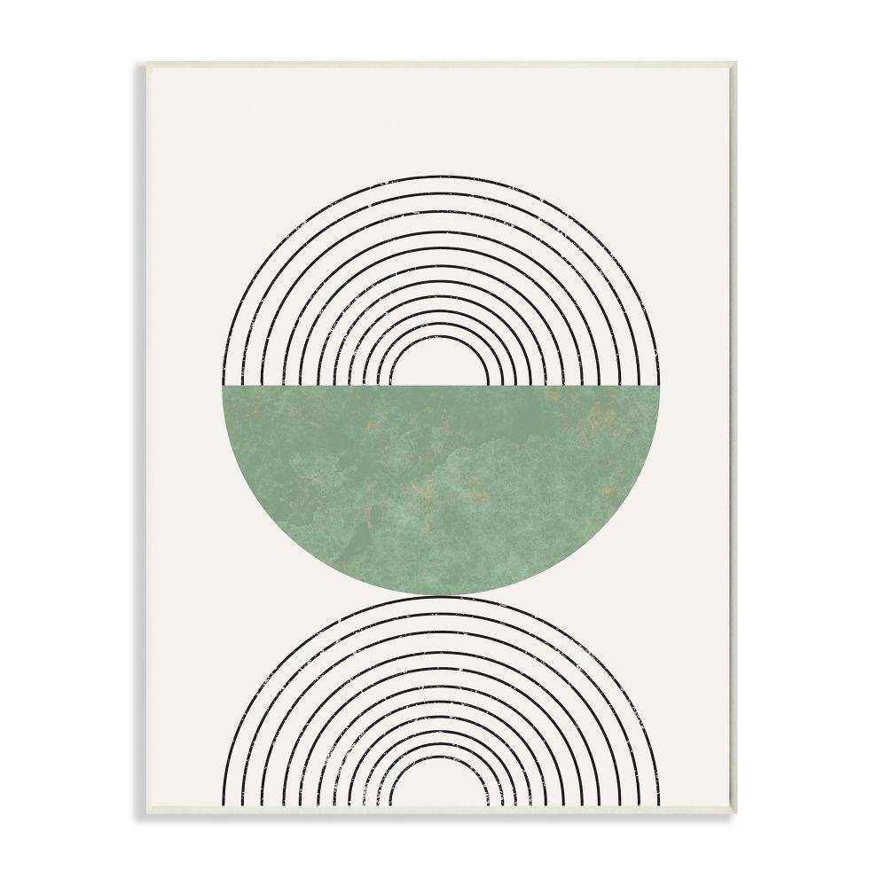Green and Black Art Deco Geometric Wood Wall Art, 13 x 19