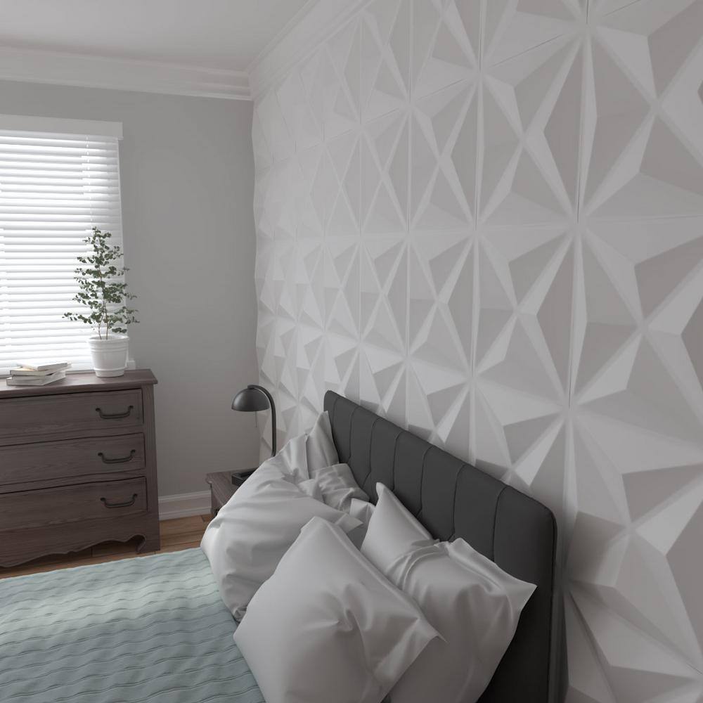 White PVC 3D Textured Decorative Wall Panel 19.63"