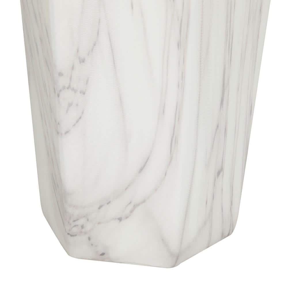 14" White and Gray Faux Marble Ceramic Decorative Vase