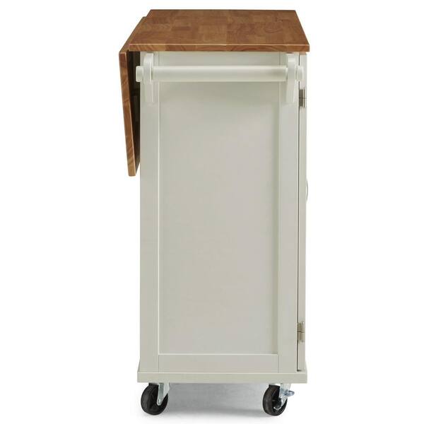 Homestyles Dolly Madison White Kitchen Cart With Natural Wood Top 4516 95 The Home Depot